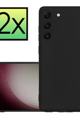 NoXx Hoes Geschikt voor Samsung S23 Hoesje Cover Siliconen Back Case Hoes - Zwart - 2x