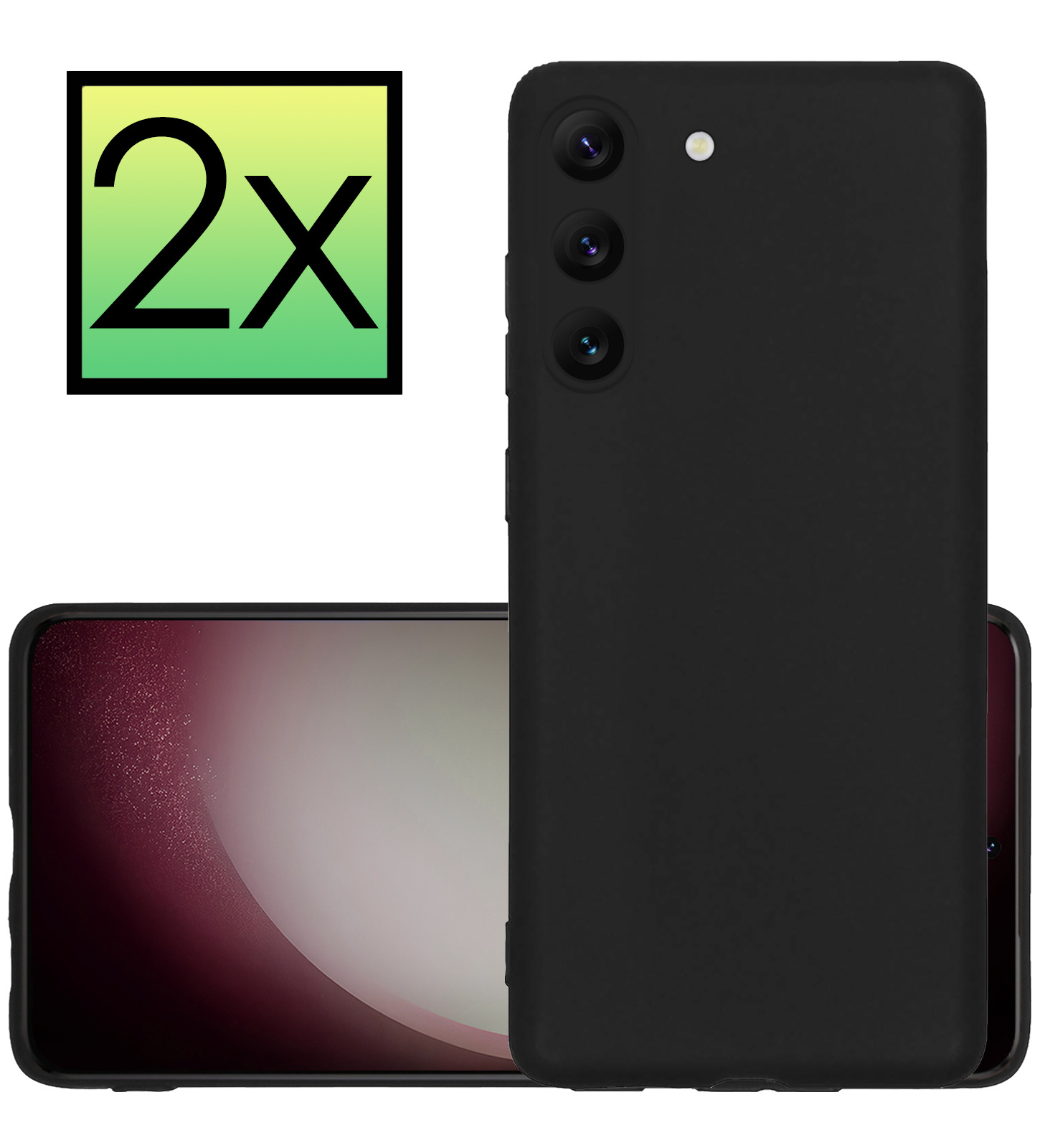 NoXx Hoes Geschikt voor Samsung S23 Hoesje Cover Siliconen Back Case Hoes - Zwart - 2x