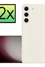 NoXx Hoes Geschikt voor Samsung S23 Hoesje Cover Siliconen Back Case Hoes - Wit - 2x