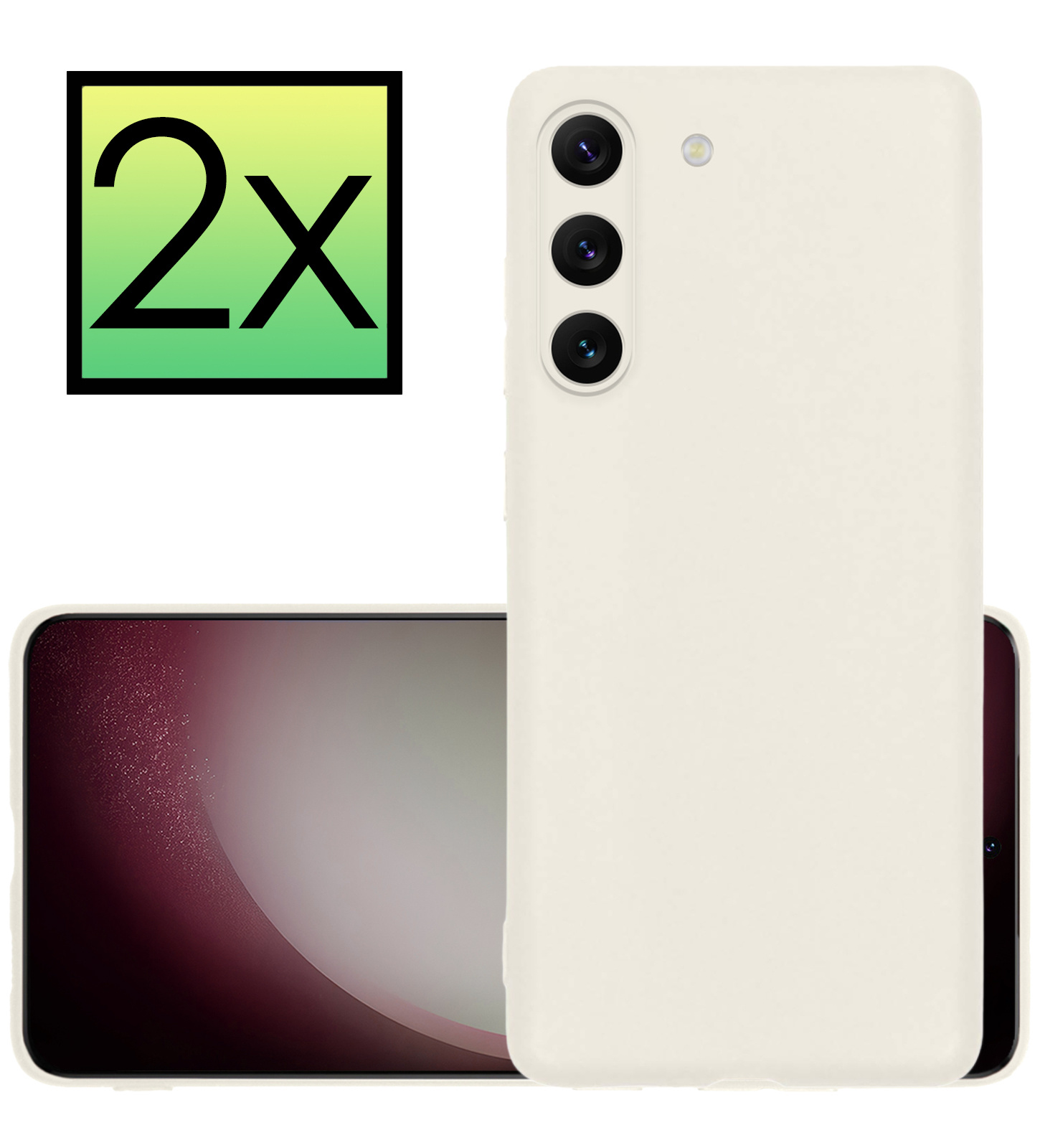 NoXx Hoes Geschikt voor Samsung S23 Hoesje Cover Siliconen Back Case Hoes - Wit - 2x
