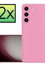 NoXx Hoes Geschikt voor Samsung S23 Hoesje Cover Siliconen Back Case Hoes - Lichtroze - 2x