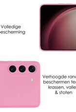 NoXx Hoes Geschikt voor Samsung S23 Hoesje Cover Siliconen Back Case Hoes - Lichtroze - 2x
