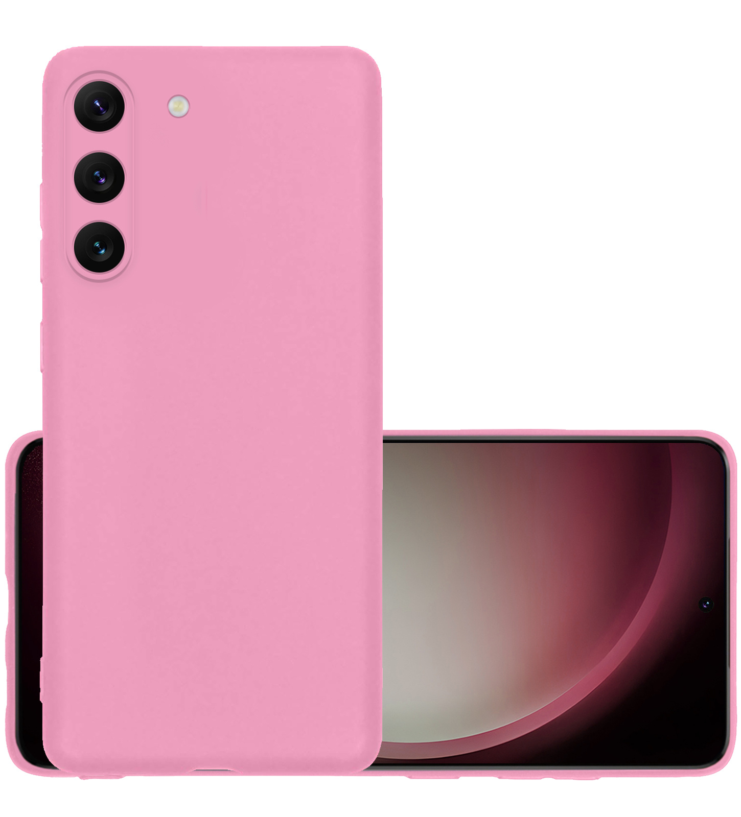 NoXx Hoes Geschikt voor Samsung S23 Hoesje Cover Siliconen Back Case Hoes - Lichtroze