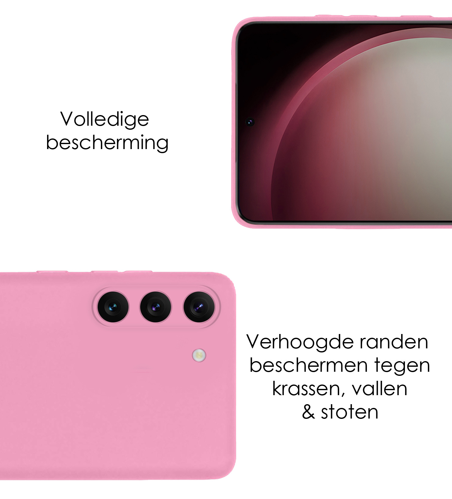NoXx Hoes Geschikt voor Samsung S23 Hoesje Cover Siliconen Back Case Hoes - Lichtroze