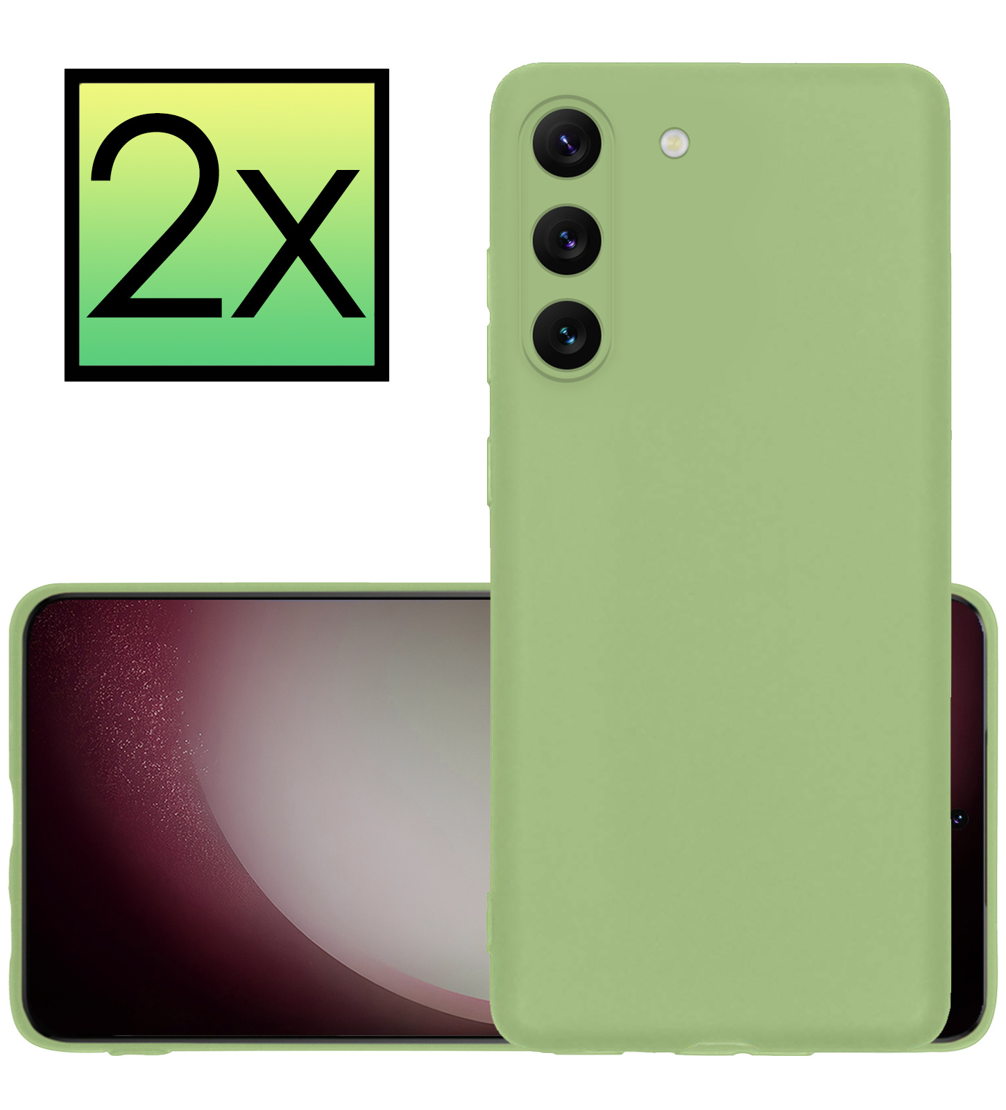 NoXx Hoes Geschikt voor Samsung S23 Hoesje Cover Siliconen Back Case Hoes - Groen - 2x