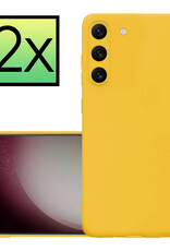 NoXx Hoes Geschikt voor Samsung S23 Hoesje Cover Siliconen Back Case Hoes - Geel - 2x