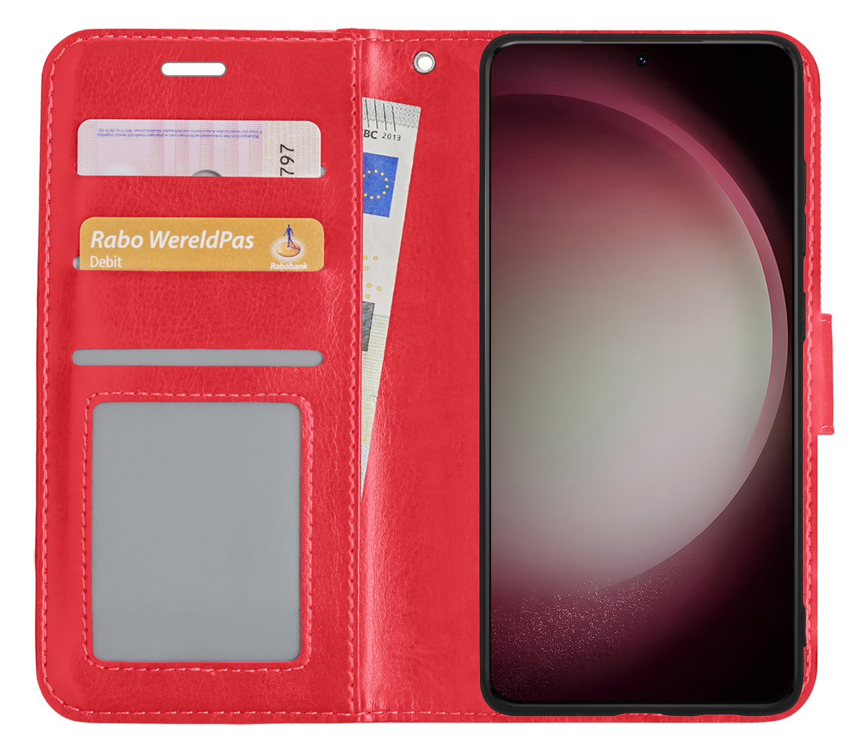 NoXx Hoes Geschikt voor Samsung S23 Plus Hoesje Book Case Hoes Flip Cover Wallet Bookcase - Rood