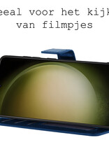 BASEY. Hoes Geschikt voor Samsung S23 Hoesje Bookcase Hoes Flip Case Book Cover Met Screenprotector - Hoesje Geschikt voor Samsung Galaxy S23 Hoes Book Case Hoesje - Donkerblauw