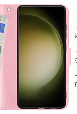 BASEY. Hoes Geschikt voor Samsung S23 Hoesje Bookcase Hoes Flip Case Book Cover Met Screenprotector - Hoesje Geschikt voor Samsung Galaxy S23 Hoes Book Case Hoesje - Lichtroze