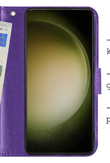 BASEY. Hoes Geschikt voor Samsung S23 Hoesje Bookcase Hoes Flip Case Book Cover Met Screenprotector - Hoesje Geschikt voor Samsung Galaxy S23 Hoes Book Case Hoesje - Paars