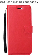 BASEY. Hoes Geschikt voor Samsung S23 Hoesje Bookcase Hoes Flip Case Book Cover Met Screenprotector - Hoesje Geschikt voor Samsung Galaxy S23 Hoes Book Case Hoesje - Rood