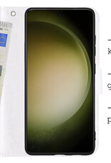 BASEY. Hoes Geschikt voor Samsung S23 Hoesje Bookcase Hoes Flip Case Book Cover Met Screenprotector - Hoesje Geschikt voor Samsung Galaxy S23 Hoes Book Case Hoesje - Wit