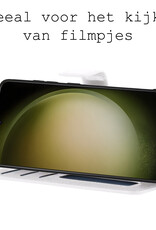 BASEY. Hoes Geschikt voor Samsung S23 Hoesje Bookcase Hoes Flip Case Book Cover Met Screenprotector - Hoesje Geschikt voor Samsung Galaxy S23 Hoes Book Case Hoesje - Wit