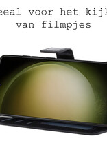 BASEY. Hoes Geschikt voor Samsung S23 Hoesje Bookcase Hoes Flip Case Book Cover Met Screenprotector - Hoesje Geschikt voor Samsung Galaxy S23 Hoes Book Case Hoesje - Zwart