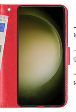 BASEY. Hoes Geschikt voor Samsung S23 Hoesje Bookcase Hoes Flip Case Book Cover Met 2x Screenprotector - Hoesje Geschikt voor Samsung Galaxy S23 Hoes Book Case Hoesje - Rood