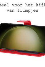 BASEY. Hoes Geschikt voor Samsung S23 Hoesje Bookcase Hoes Flip Case Book Cover Met 2x Screenprotector - Hoesje Geschikt voor Samsung Galaxy S23 Hoes Book Case Hoesje - Rood
