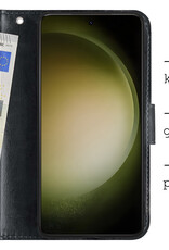 BASEY. Hoes Geschikt voor Samsung S23 Hoesje Bookcase Hoes Flip Case Book Cover Met 2x Screenprotector - Hoesje Geschikt voor Samsung Galaxy S23 Hoes Book Case Hoesje - Zwart