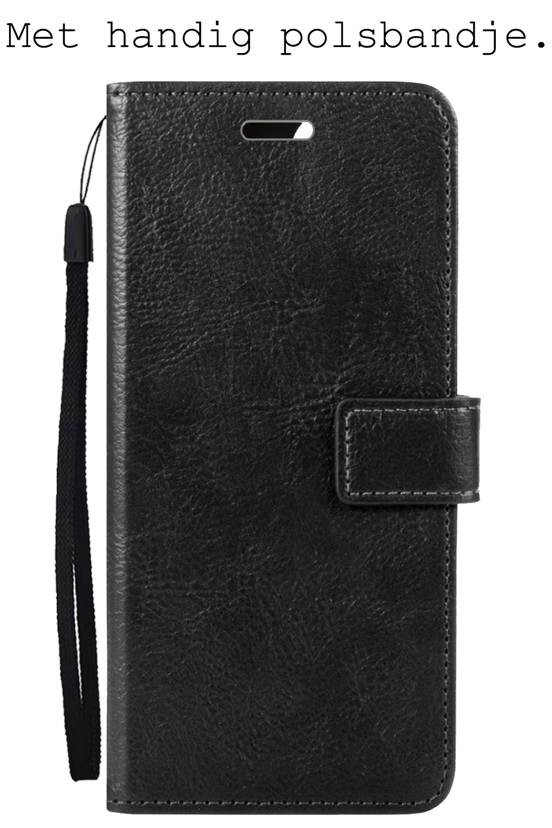 BASEY. Hoes Geschikt voor Samsung S23 Hoesje Bookcase Hoes Flip Case Book Cover Met 2x Screenprotector - Hoesje Geschikt voor Samsung Galaxy S23 Hoes Book Case Hoesje - Zwart