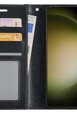 BASEY. Hoes Geschikt voor Samsung S23 Hoesje Bookcase Hoes Flip Case Book Cover Met 2x Screenprotector - Hoesje Geschikt voor Samsung Galaxy S23 Hoes Book Case Hoesje - Zwart