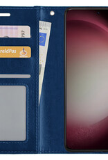 NoXx Hoes Geschikt voor Samsung S23 Hoesje Book Case Hoes Flip Cover Wallet Bookcase Met Screenprotector - Donkerblauw