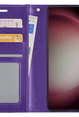 NoXx Hoes Geschikt voor Samsung S23 Hoesje Book Case Hoes Flip Cover Wallet Bookcase Met Screenprotector - Paars
