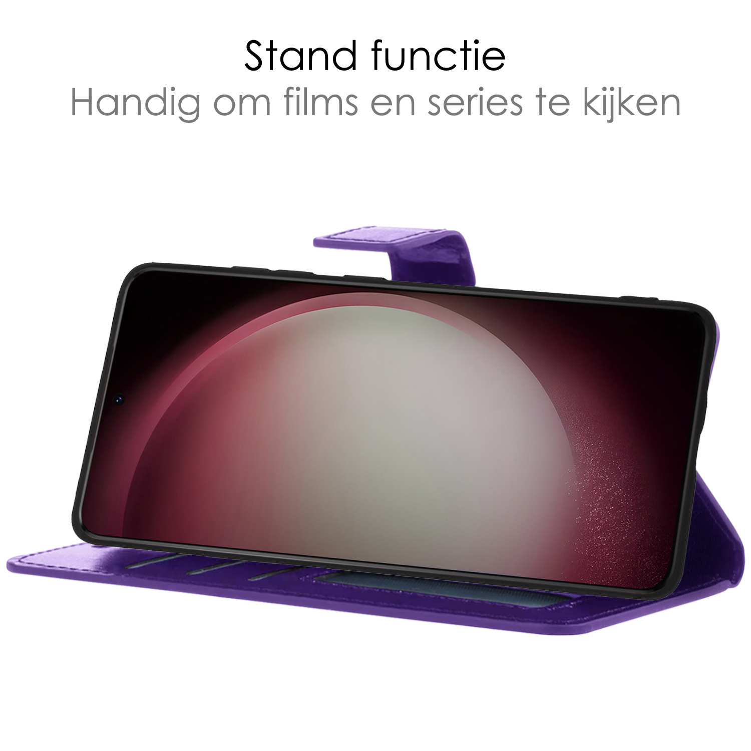 NoXx Hoes Geschikt voor Samsung S23 Hoesje Book Case Hoes Flip Cover Wallet Bookcase Met Screenprotector - Paars