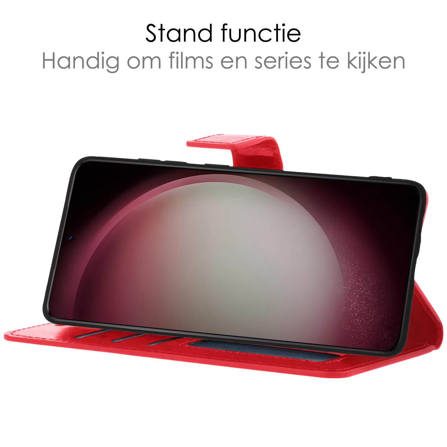 NoXx Hoes Geschikt voor Samsung S23 Hoesje Book Case Hoes Flip Cover Wallet Bookcase Met Screenprotector - Rood