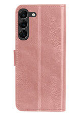 NoXx Hoes Geschikt voor Samsung S23 Hoesje Book Case Hoes Flip Cover Wallet Bookcase Met Screenprotector - Rosé goud