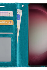 NoXx Hoes Geschikt voor Samsung S23 Hoesje Book Case Hoes Flip Cover Wallet Bookcase Met Screenprotector - Turquoise