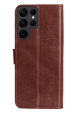BASEY. Hoes Geschikt voor Samsung S23 Ultra Hoesje Bookcase Hoes Flip Case Book Cover - Hoesje Geschikt voor Samsung Galaxy S23 Ultra Hoes Book Case Hoesje - Bruin