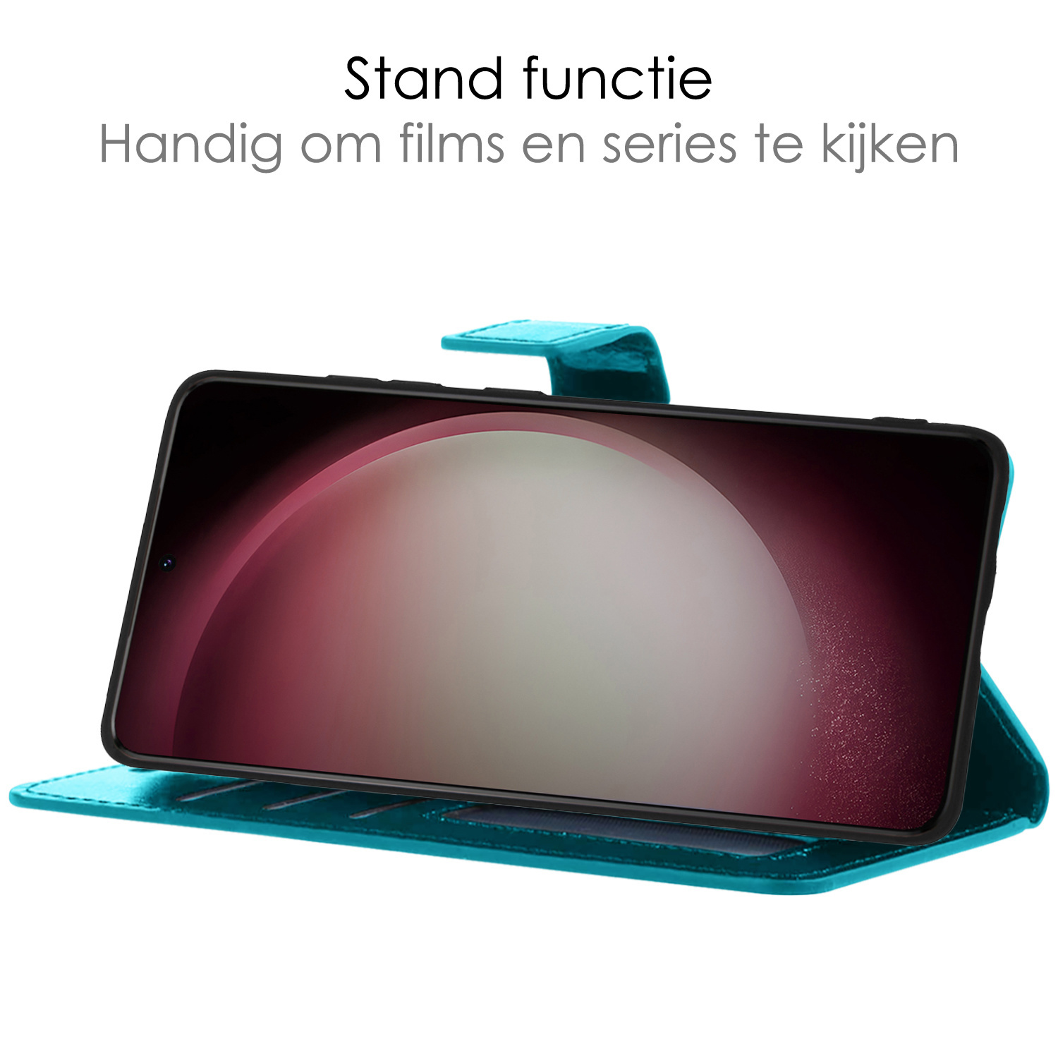 NoXx Hoes Geschikt voor Samsung S23 Hoesje Book Case Hoes Flip Cover Wallet Bookcase Met Screenprotector - Turquoise