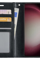 NoXx Hoes Geschikt voor Samsung S23 Hoesje Book Case Hoes Flip Cover Wallet Bookcase Met Screenprotector - Zwart