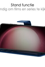 NoXx Hoes Geschikt voor Samsung S23 Hoesje Book Case Hoes Flip Cover Wallet Bookcase Met 2x Screenprotector - Donkerblauw