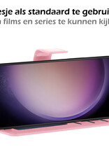 Nomfy Hoesje Geschikt voor Samsung S23 Hoes Bookcase Flipcase Book Cover Met 2x Screenprotector - Hoes Geschikt voor Samsung Galaxy S23 Hoesje Book Case - Lichtroze