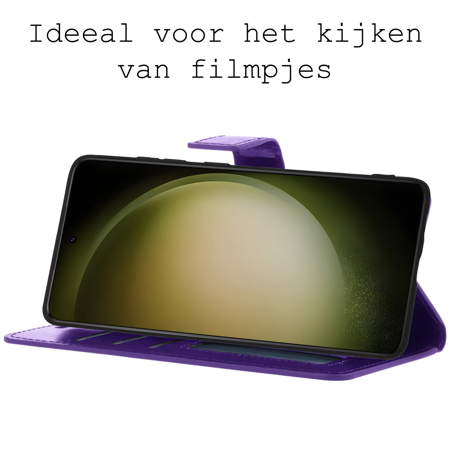 BASEY. Hoes Geschikt voor Samsung S23 Ultra Hoesje Bookcase Hoes Flip Case Book Cover - Hoesje Geschikt voor Samsung Galaxy S23 Ultra Hoes Book Case Hoesje - Paars