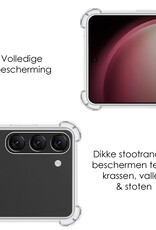 NoXx Hoes Geschikt voor Samsung S23 Hoesje Pasjeshouder Cover Shock Proof Case Siliconen Hoes Met Kaarthouder Met Screenprotector - Transparant
