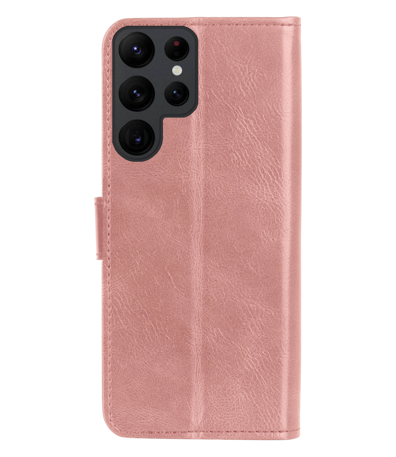 BASEY. Hoes Geschikt voor Samsung S23 Ultra Hoesje Bookcase Hoes Flip Case Book Cover - Hoesje Geschikt voor Samsung Galaxy S23 Ultra Hoes Book Case Hoesje - Rosé goud