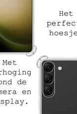 BASEY. Hoes Geschikt voor Samsung S23 Hoesje Shock Proof Case Hoes Siliconen Met 2x Screenprotector - Hoesje Geschikt voor Samsung Galaxy S23 Hoes Cover Shockproof - Transparant