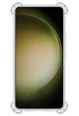 BASEY. Hoes Geschikt voor Samsung S23 Hoesje Shock Proof Case Hoes Siliconen Met 2x Screenprotector - Hoesje Geschikt voor Samsung Galaxy S23 Hoes Cover Shockproof - Transparant