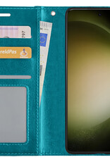 BASEY. Hoes Geschikt voor Samsung S23 Ultra Hoesje Bookcase Hoes Flip Case Book Cover - Hoesje Geschikt voor Samsung Galaxy S23 Ultra Hoes Book Case Hoesje - Turquoise