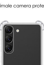 NoXx Hoes Geschikt voor Samsung S23 Hoesje Siliconen Cover Shock Proof Back Case Shockproof Hoes Met 2x Screenprotector - Transparant