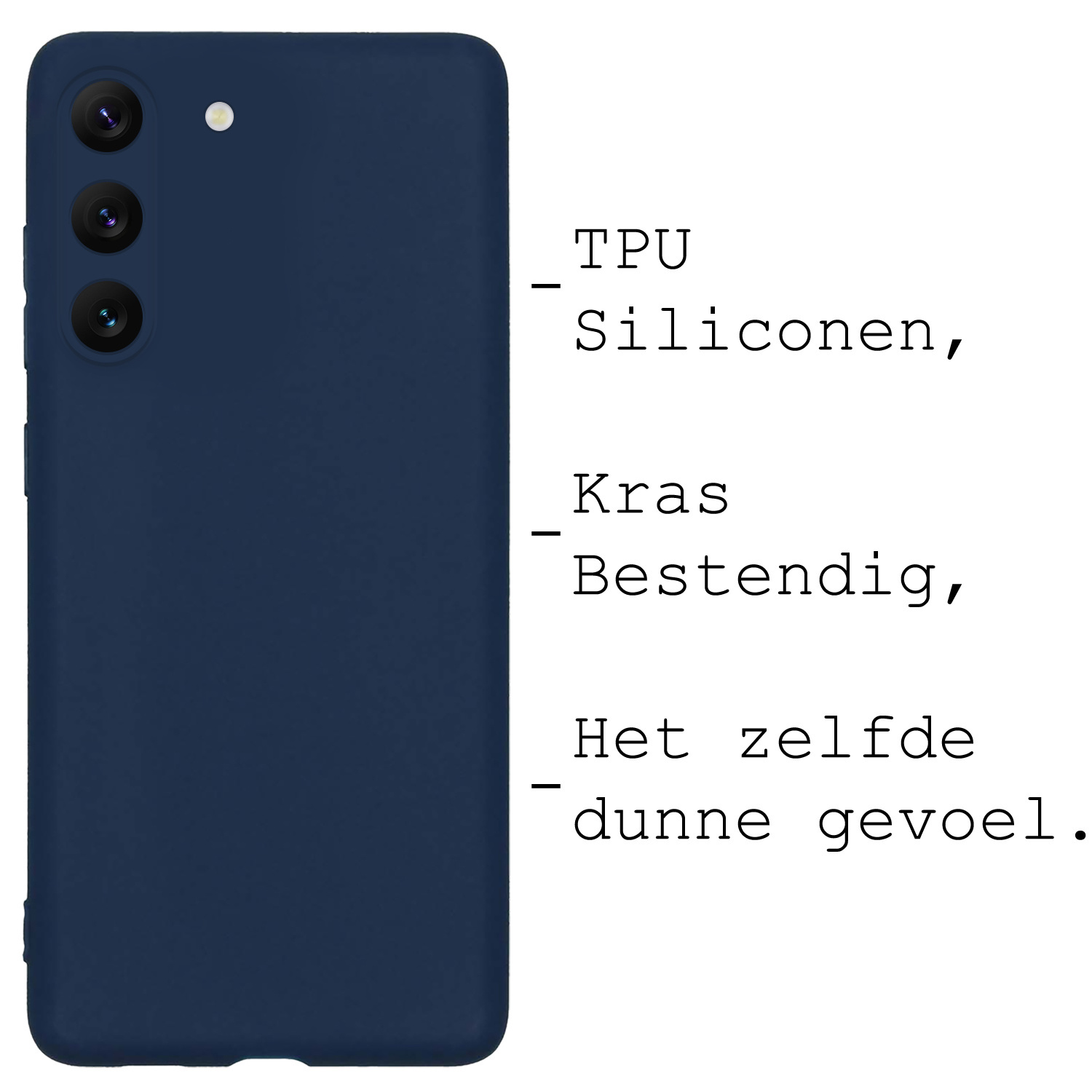 BASEY. Hoes Geschikt voor Samsung S23 Hoesje Siliconen Back Cover Case Met Screenprotector - Hoesje Geschikt voor Samsung Galaxy S23 Hoes Cover Hoesje - Donkerblauw