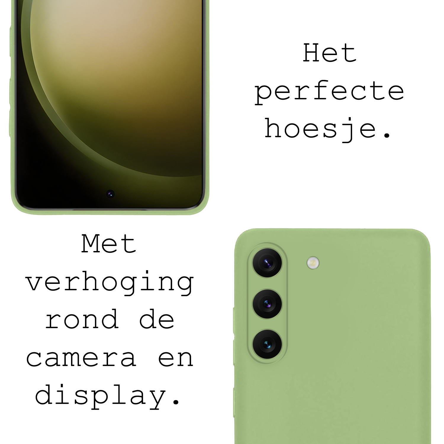 BASEY. Hoes Geschikt voor Samsung S23 Hoesje Siliconen Back Cover Case Met Screenprotector - Hoesje Geschikt voor Samsung Galaxy S23 Hoes Cover Hoesje - Groen