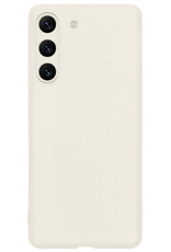 BASEY. Hoes Geschikt voor Samsung S23 Hoesje Siliconen Back Cover Case Met Screenprotector - Hoesje Geschikt voor Samsung Galaxy S23 Hoes Cover Hoesje - Wit