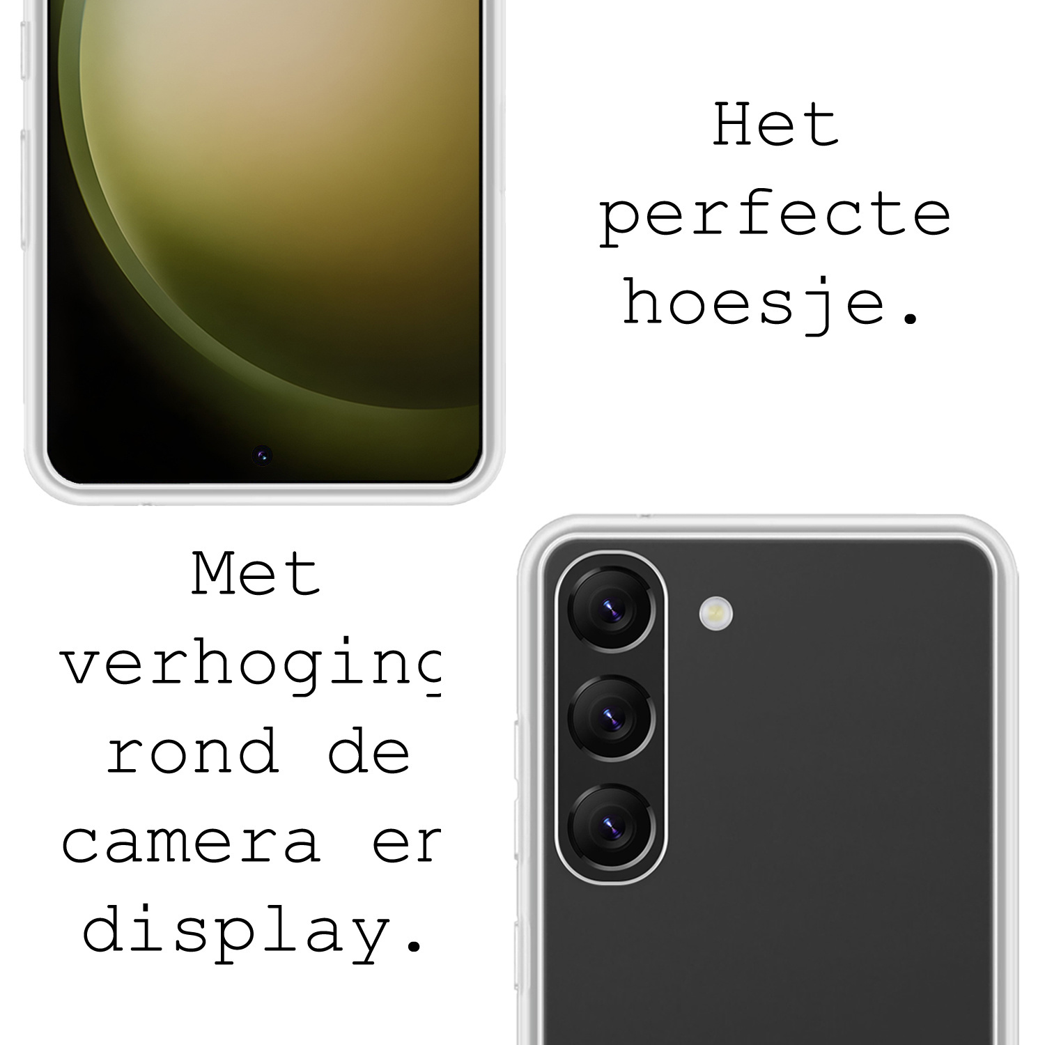 BASEY. Hoes Geschikt voor Samsung S23 Hoesje Siliconen Back Cover Case Met 2x Screenprotector - Hoesje Geschikt voor Samsung Galaxy S23 Hoes Cover Hoesje - Transparant