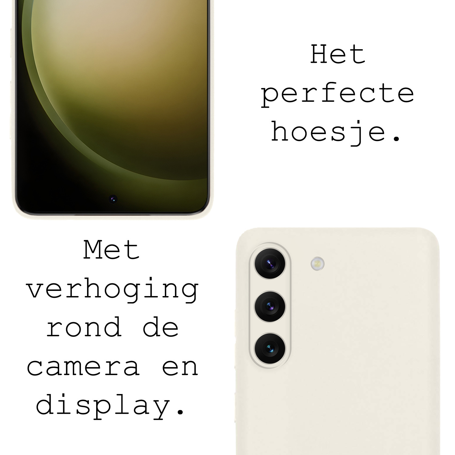 BASEY. Hoes Geschikt voor Samsung S23 Hoesje Siliconen Back Cover Case Met 2x Screenprotector - Hoesje Geschikt voor Samsung Galaxy S23 Hoes Cover Hoesje - Wit