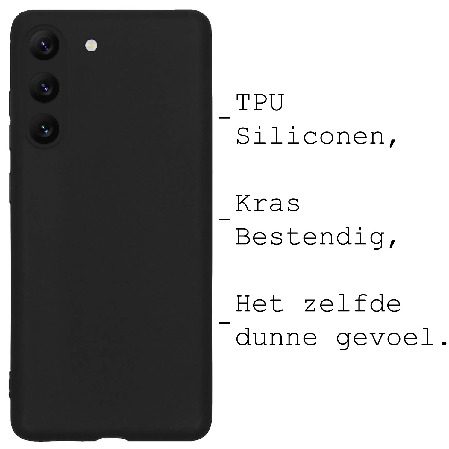 BASEY. Hoes Geschikt voor Samsung S23 Hoesje Siliconen Back Cover Case Met 2x Screenprotector - Hoesje Geschikt voor Samsung Galaxy S23 Hoes Cover Hoesje - Zwart