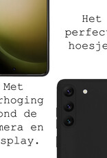 BASEY. Hoes Geschikt voor Samsung S23 Hoesje Siliconen Back Cover Case Met 2x Screenprotector - Hoesje Geschikt voor Samsung Galaxy S23 Hoes Cover Hoesje - Zwart