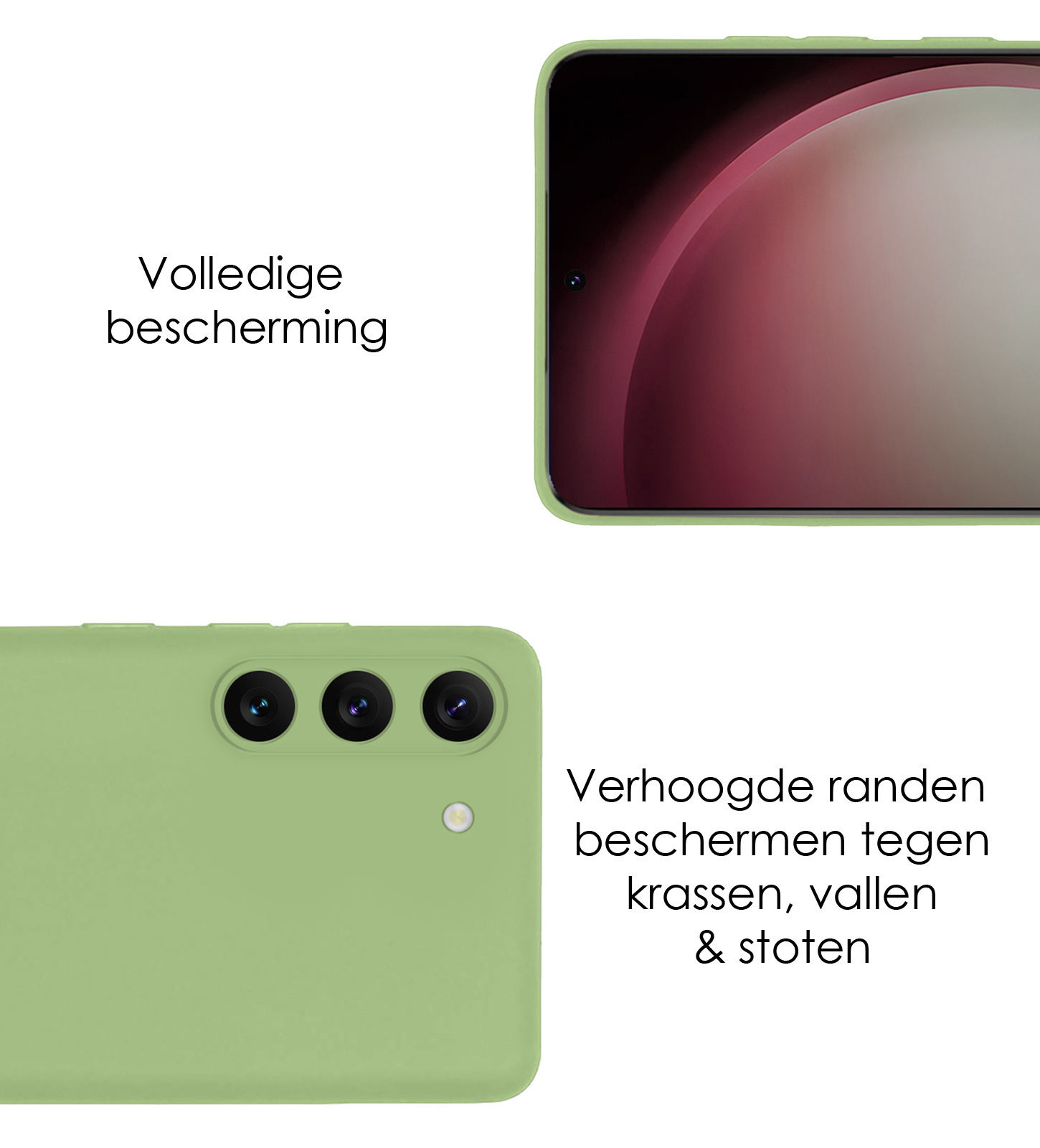 NoXx Hoes Geschikt voor Samsung S23 Hoesje Cover Siliconen Back Case Hoes Met Screenprotector - Groen