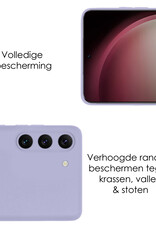 NoXx Hoes Geschikt voor Samsung S23 Hoesje Cover Siliconen Back Case Hoes Met Screenprotector - Lila